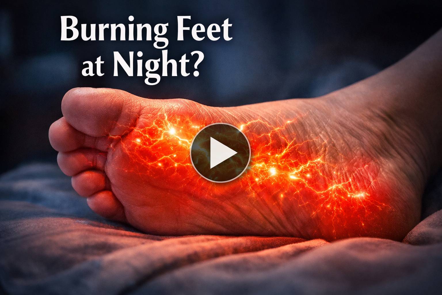 Person holding foot due to burning nerve pain at night